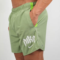 Men's Nike Dri Fit Challenger 5 inch Shorts (Olive Green)